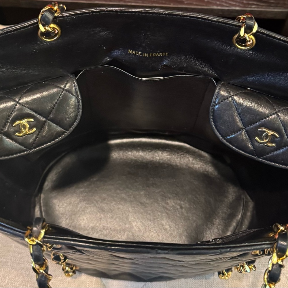 Sold-Rare Vintage Double CC Pocket Chanel Tote Bag.